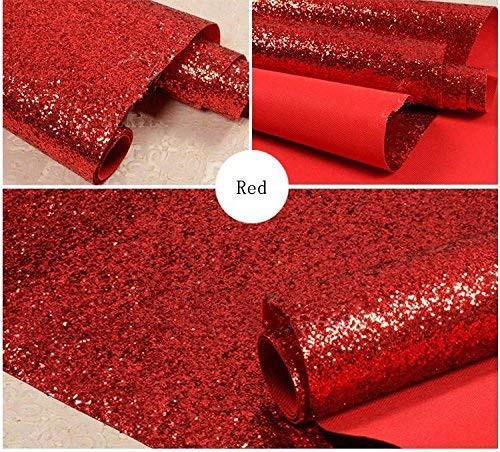 Self-Adhesive Red Chunky Glitter Wallpaper - Sparkly Peel and Stick Wallpaper for Bedroom, Living Room, Party Decor (17.4