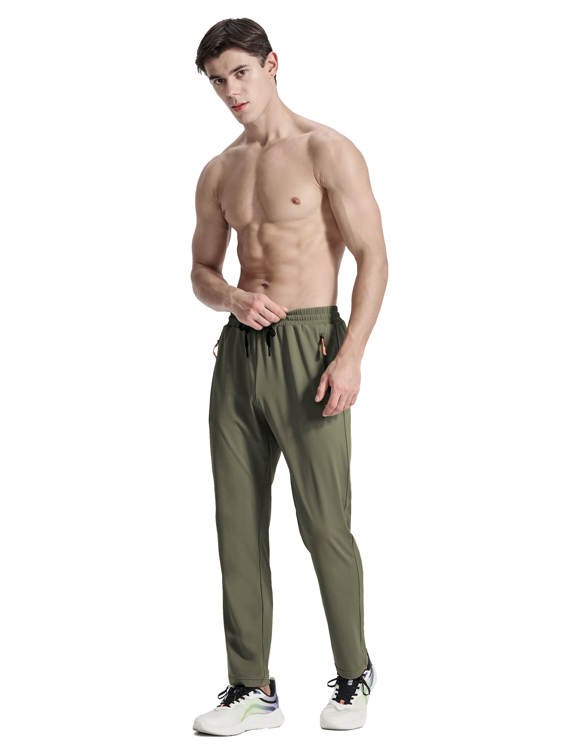 Men's Athletic Joggers with Zipper Pockets - Stretch Running Sweatpants for Workout, Gym, Golf & Casual Wear | Breathable Comfort for Sports & Everyday Use