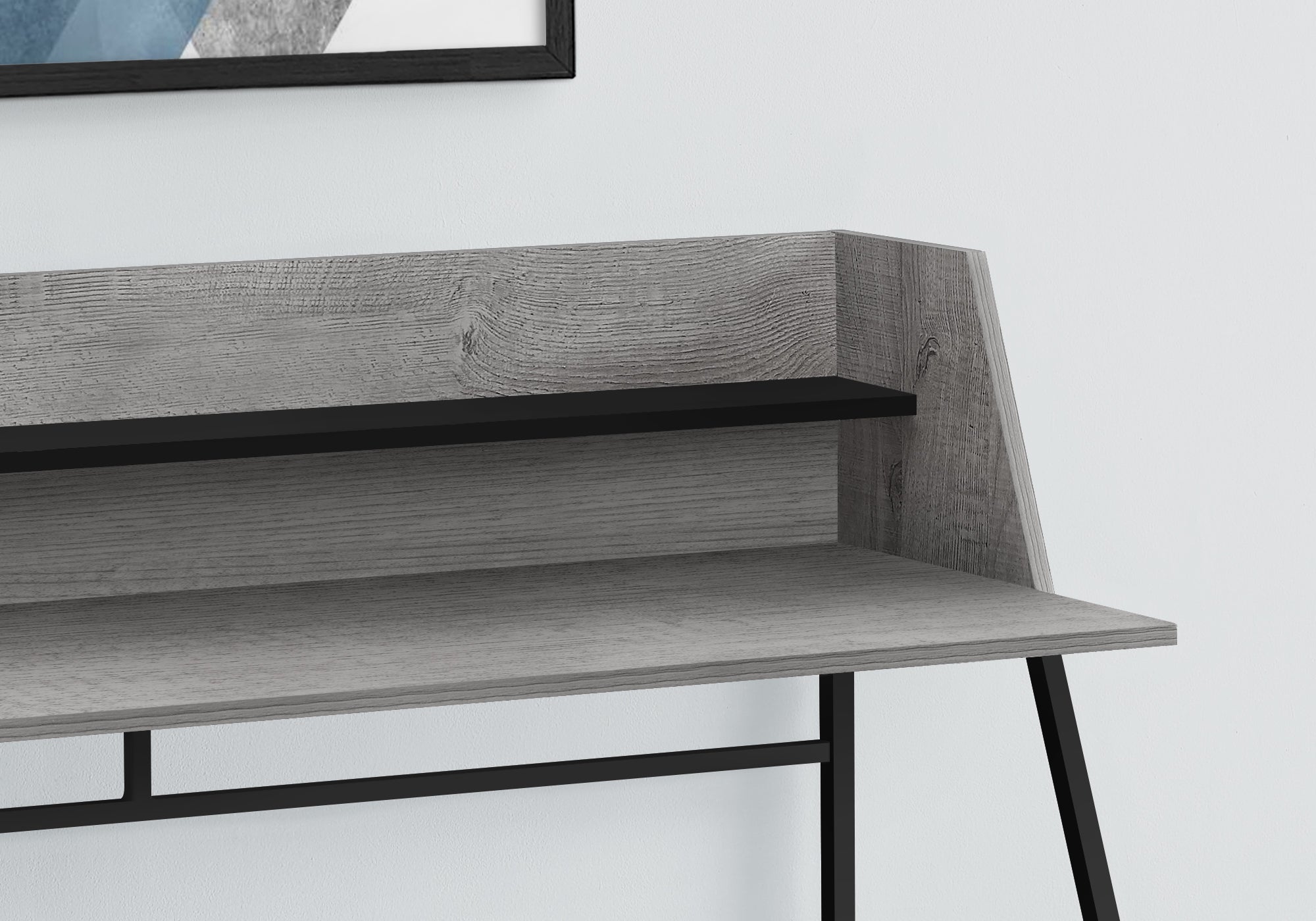 48L Grey & Black Metal Computer Desk - Home Office Desk for Work, Study & Gaming - Ergonomic Writing Desk with Durable Metal Frame
