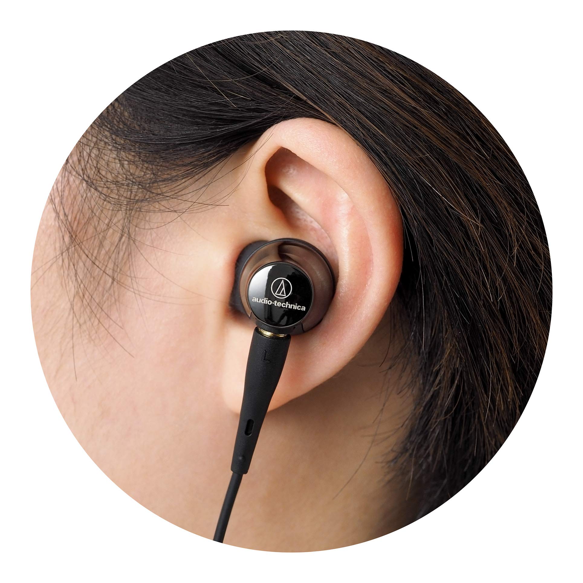 Audio-Technica ATH-CKR100iS High-Resolution In-Ear Headphones with In-Line Mic & Control - Premium Sound for Music Lovers, Commuters & Audiophiles
