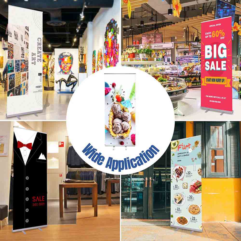 TheLAShop 40x79 Inch Deluxe Retractable Banner Stand - Portable Roll Up Display for Trade Shows, Events & Retail Stores - Heavy Duty Aluminum Base & Premium Graphics