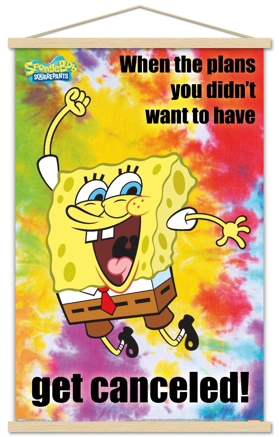 Trends International Nickelodeon SpongeBob SquarePants Meme Wall Poster - 22.375 x 34 Inches Premium Print with Beechwood Hanger - Funny Cartoon Decor for Kids Room, Game Room & Office