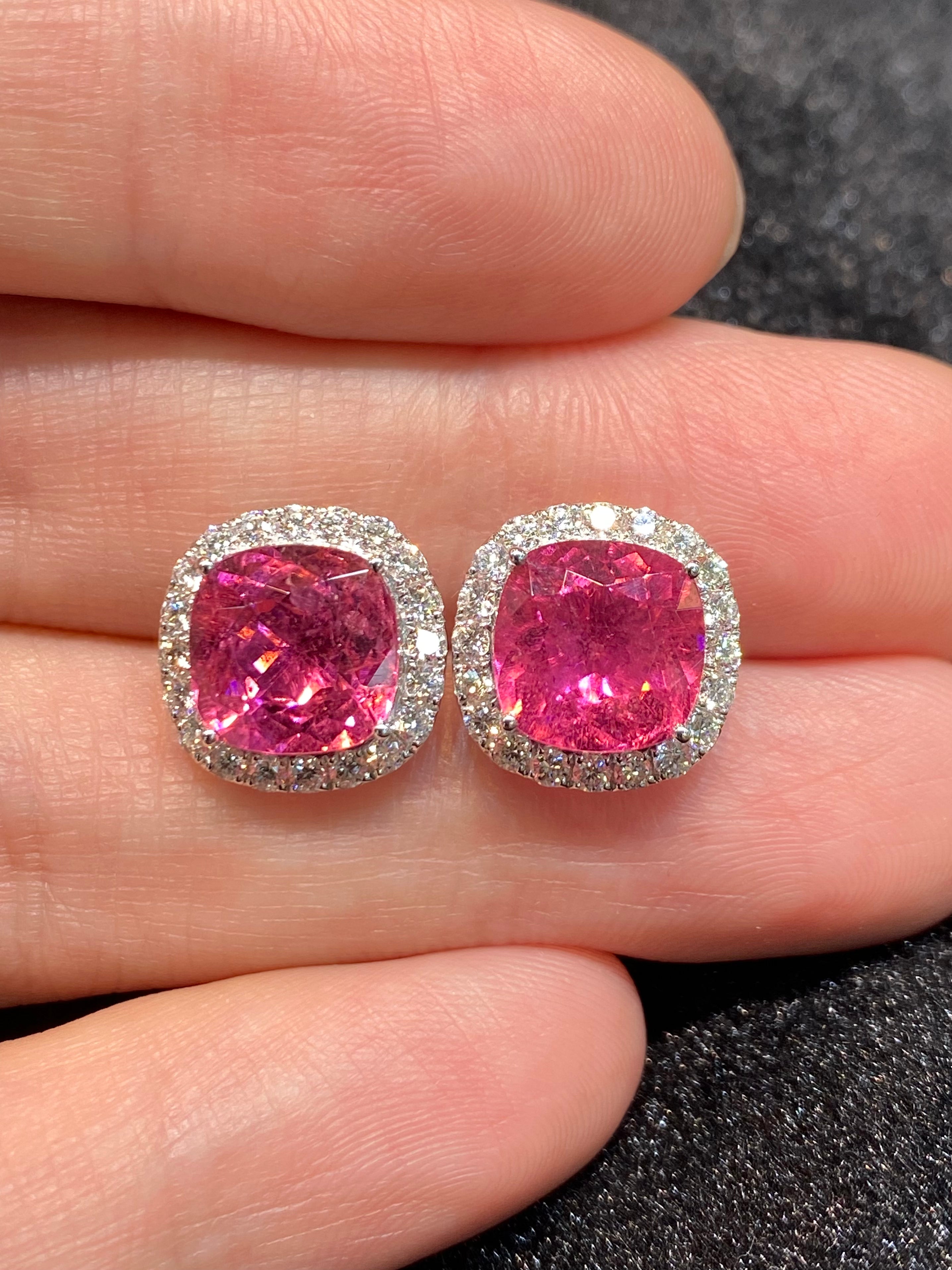 Natural Pink Tourmaline Earrings 6.15ct - Genuine Gemstone Jewelry for Women, Dainty Stud Earrings for Everyday Wear, Perfect Gift for Birthday, Anniversary & Valentine's Day
