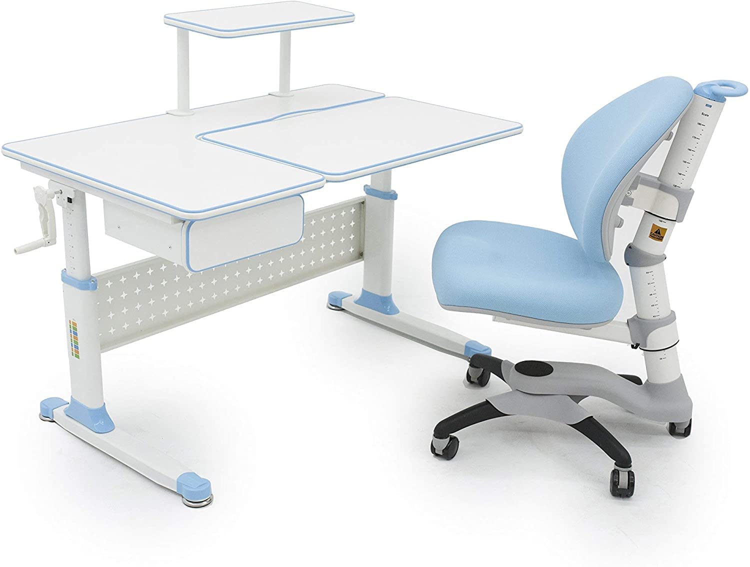 ApexDesk DX Kids Desk with Chair - Adjustable Height Study Desk for Children, Blue - Perfect for Homeschooling, Online Learning & Homework Station