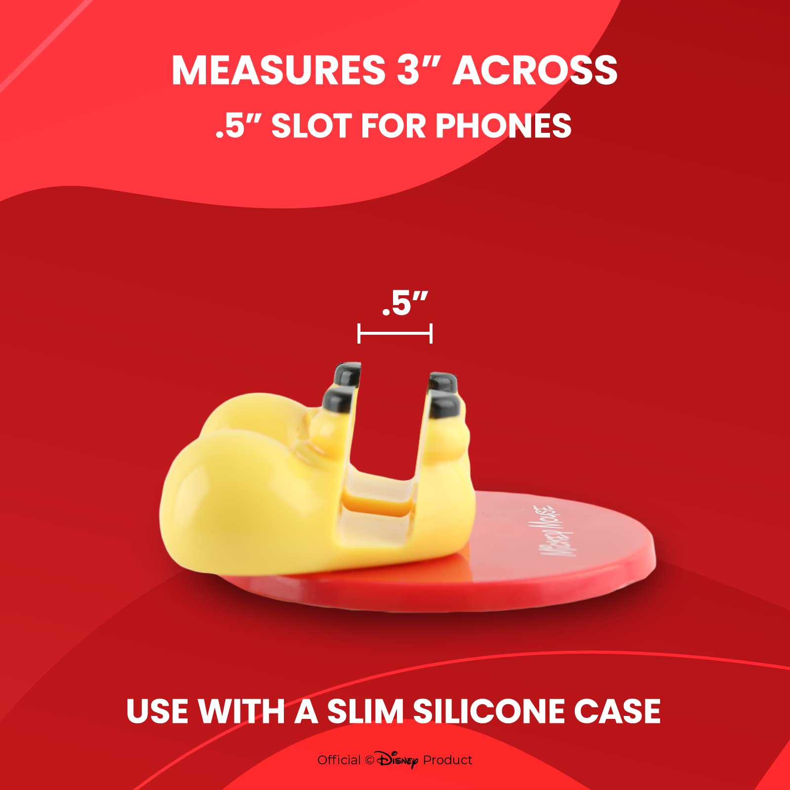 Disney Mickey Mouse Feet Phone Stand with Bonus Decal Sticker - Universal Cell Phone Holder for Desk, Home & Office - Compatible with iPhone, Android & All Smartphones - Red - Perfect for Watching Videos, Video Calls & Hands-Free Browsing