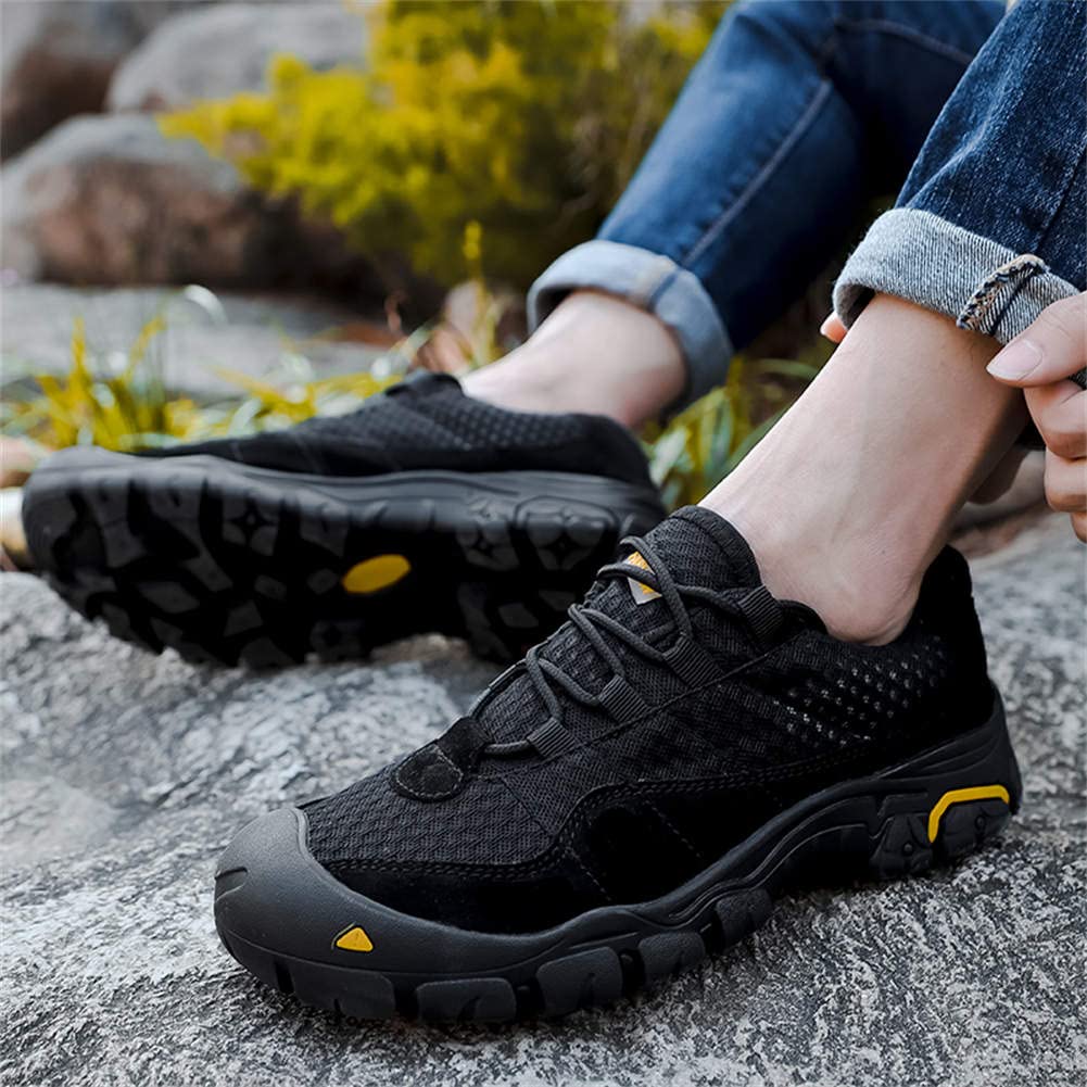 GEXECEUSS Men's Breathable Non-Slip Hiking Boots - Lightweight Low-Top Leather Sneakers for Trekking, Trail Walking & Outdoor Adventures - Perfect for Camping, Hiking and Daily Wear