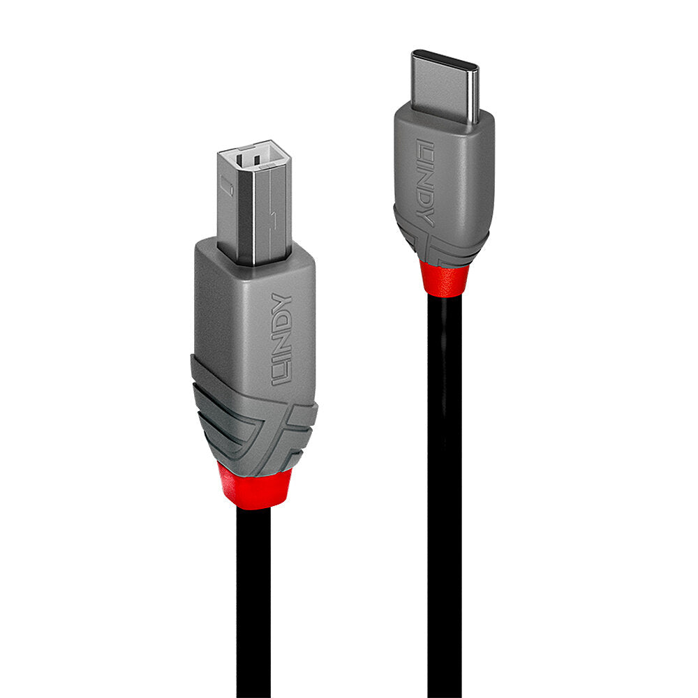 Lindy 1M USB 2.0 Type C to B Cable - High-Speed Data Transfer for Printers & Scanners - Durable Anthra Line Design for Office & Home Use