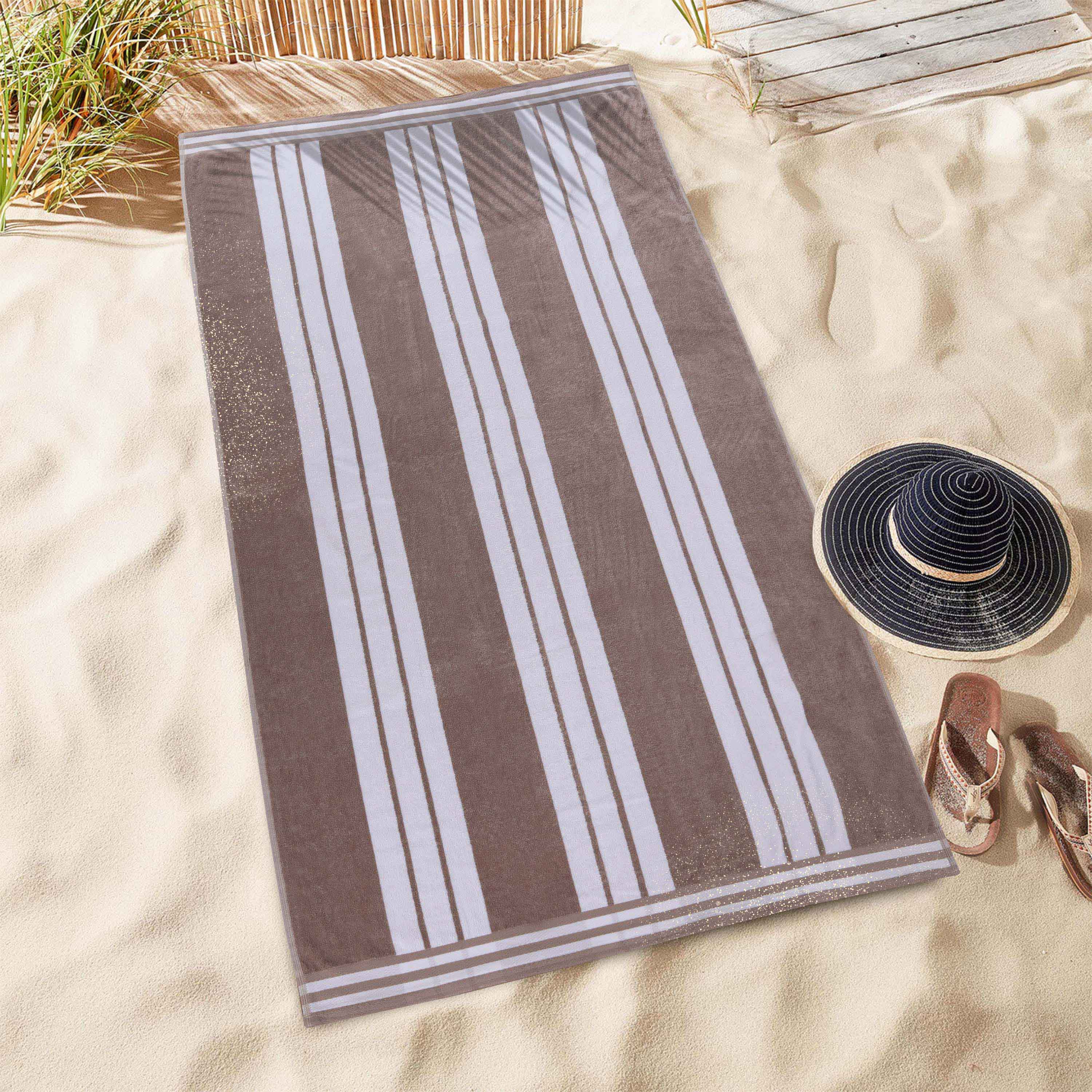 Premium Cabana Stripe Oversized Cotton Beach Towel Set (2/4/6 Pack) - Soft Quick-Dry Bath Towels for Pool, Beach, Yoga & Travel