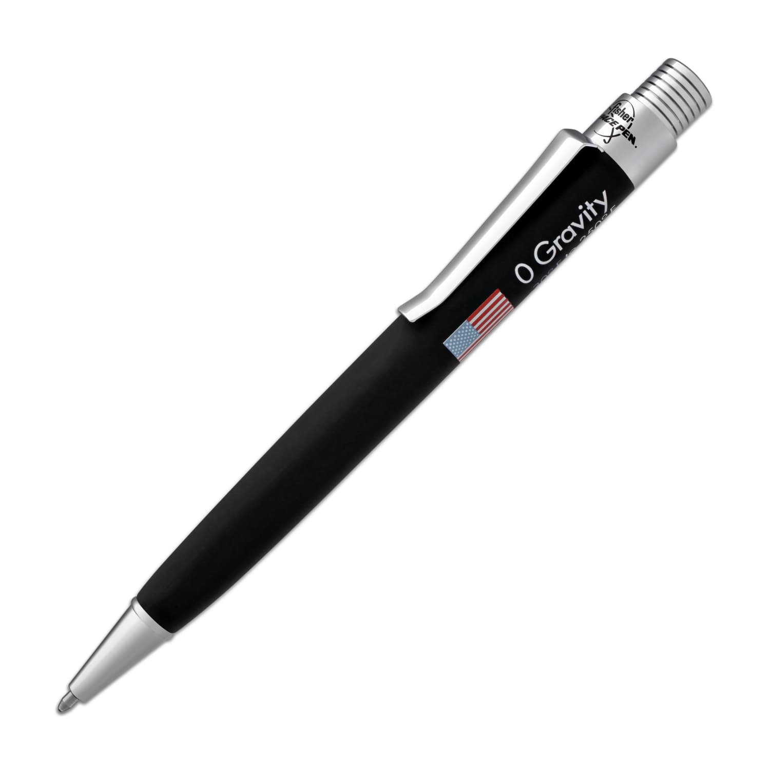 Fisher Space Zero Gravity Ballpoint Pen - American Flag Design, Black Rubber Grip for Smooth Writing - Perfect for Office, School, Gifts & Space Enthusiasts