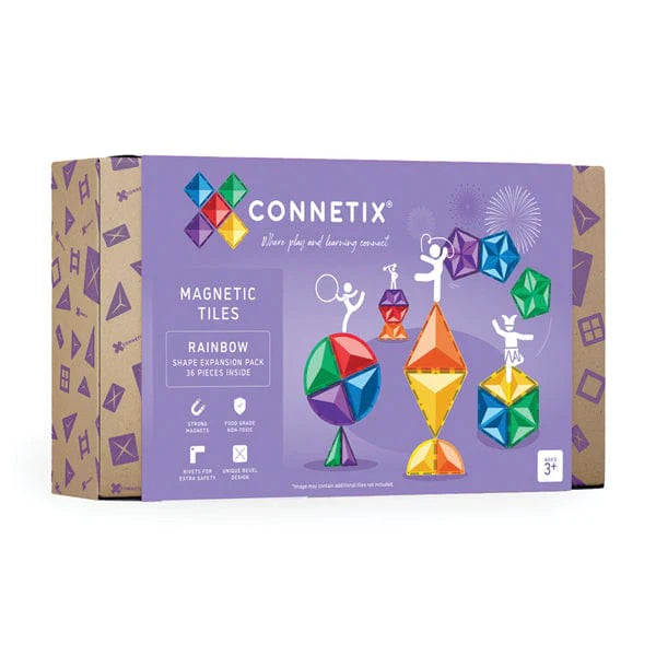 Connetix Magnetic Tiles 36-Piece Rainbow Expansion Set - STEM Educational Building Toys for Kids, Perfect for Creative Play & Classroom Learning Activities