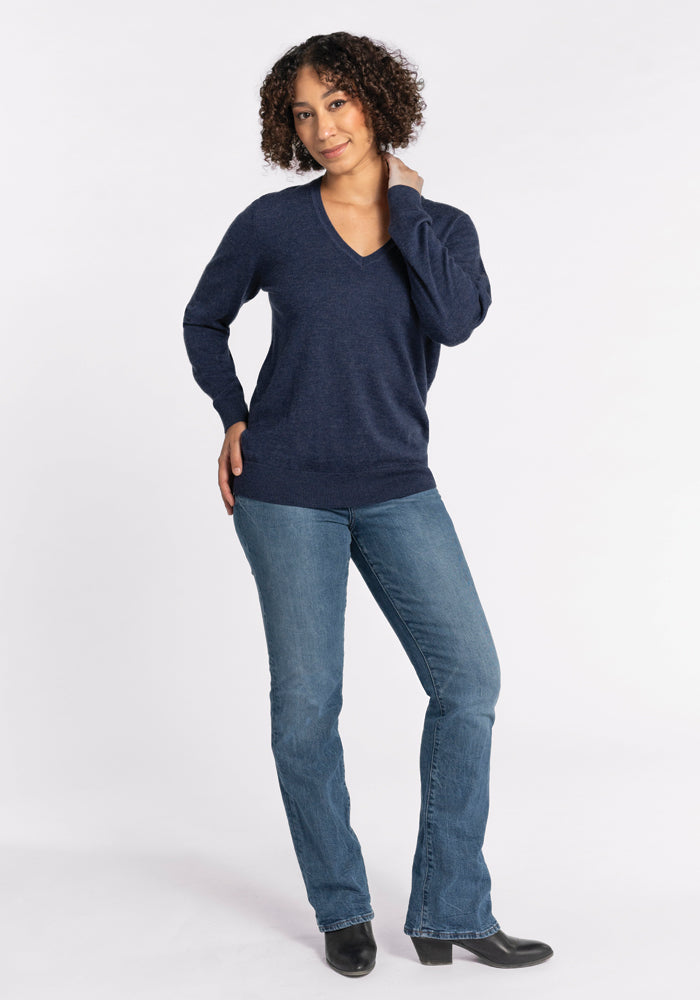 Francesca Sweater - Twilight Storm Color Women's Knit Pullover | Cozy Winter Fashion for Casual Outings & Office Wear
