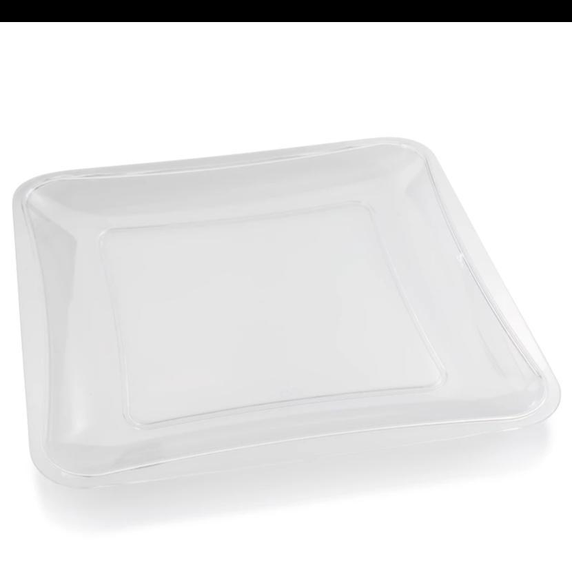 10 X 10 Inch Square Clear Plastic Serving Trays - 2 Pack Set for Party, Buffet, and Kitchen Use