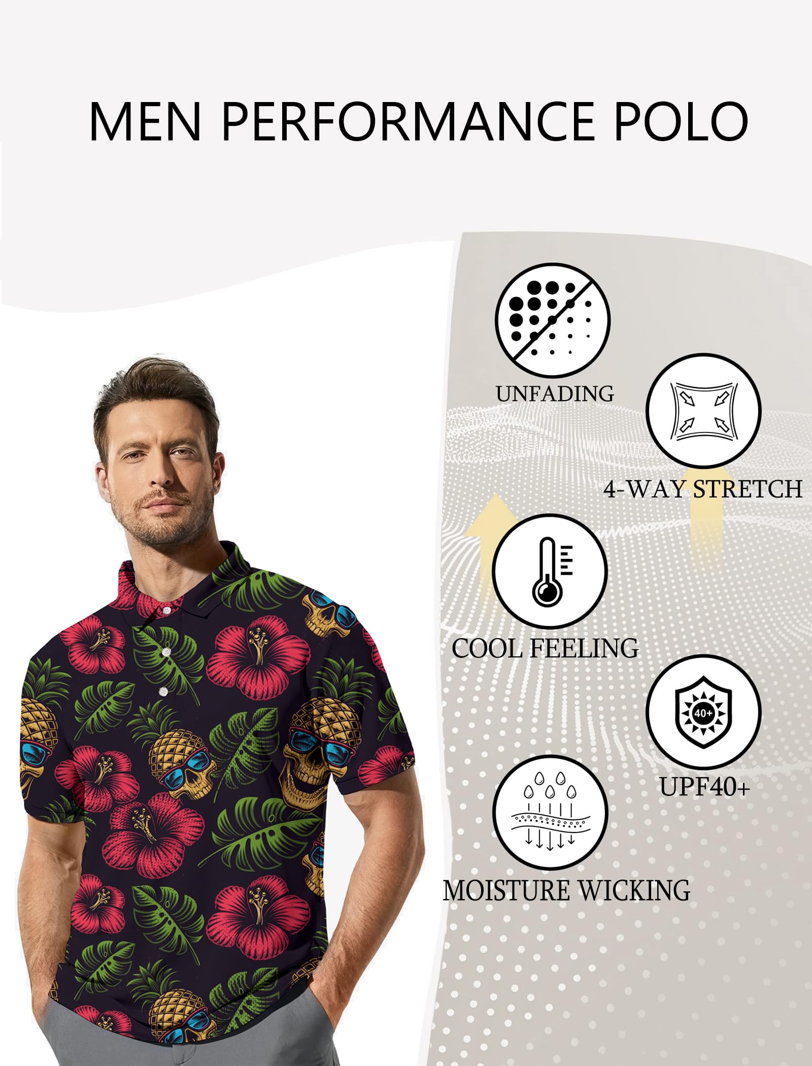 Funny Hawaiian Golf Polo Shirt for Men - Dry Fit & Breathable for Golf & Casual Wear