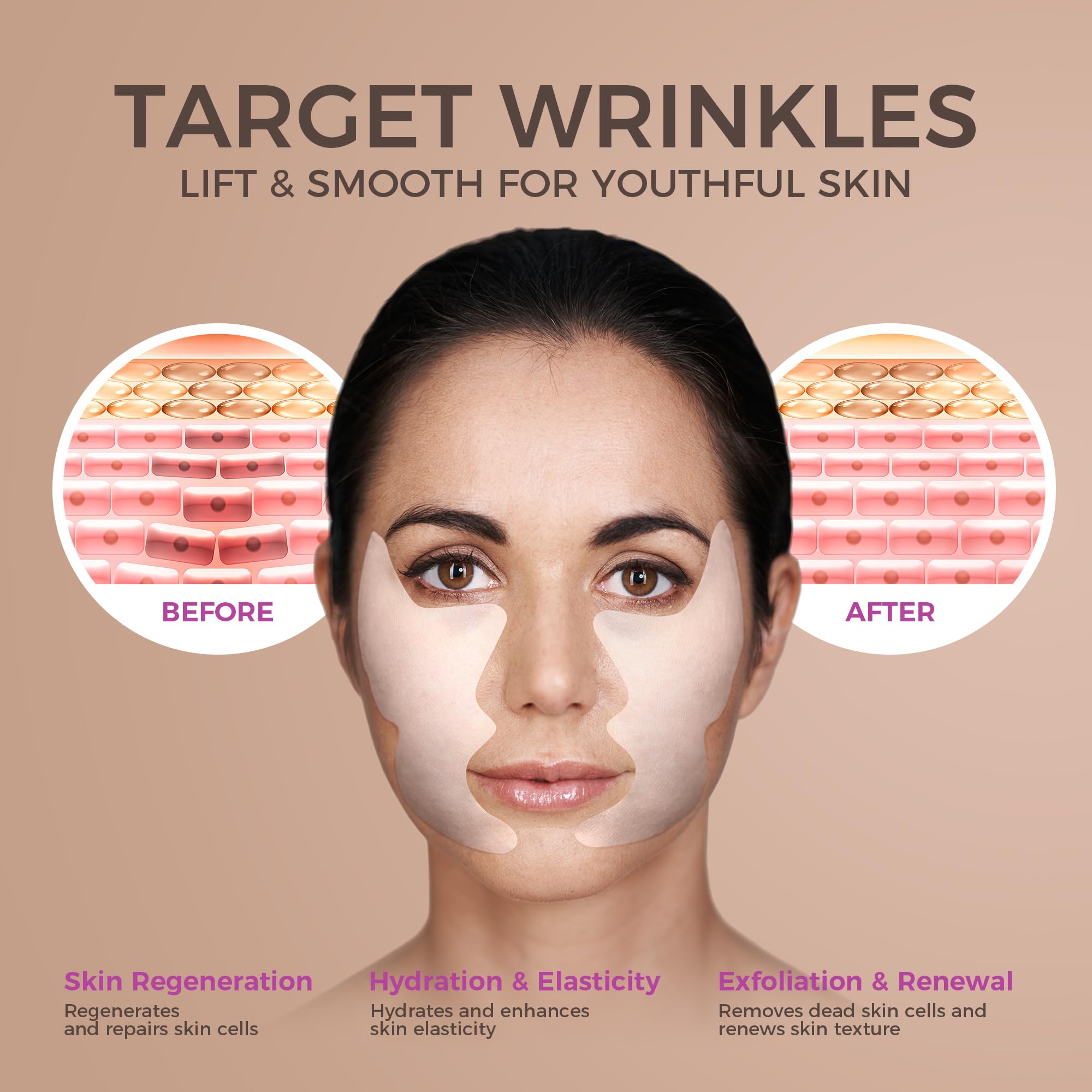 Anti-Aging Smile Line Patches for Wrinkles - Collagen, Peptide & Niacinamide Infused Face Patches for Nasolabial Folds & Under Eye Fine Lines Treatment | Firming, Hydrating & Smoothing | 10 Pairs | Perfect for Nighttime Skincare & Special Occasion Prep