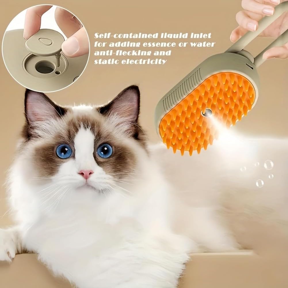 Chevaroo 2nd Gen Rechargeable 3-in-1 Steam Grooming Brush for Horses, Dogs & Cats - Self-Cleaning Pet Hair Remover for Shedding Control - Beige | Perfect for Grooming, Deshedding & Massaging at Home or Stable