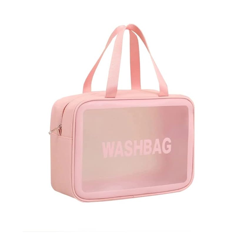 Bluwings Waterproof Hanging Toiletry Bag for Travel - Portable Cosmetic Organizer Pouch with Premium Zipper for Women & Men (Pink) | Ideal for Camping, Gym, Beach & Business Trips