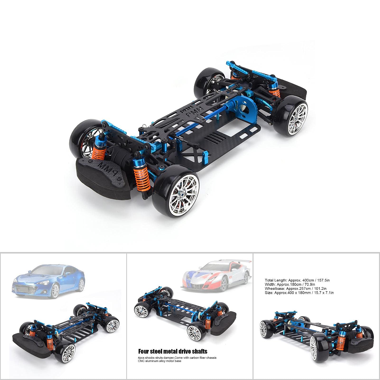 Carbon Fiber & Metal RC Car Chassis Frame Kit - Stable Wheelbase & Durable Bumper for Remote Control Cars - Perfect for Racing, Off-Roading & DIY Upgrades