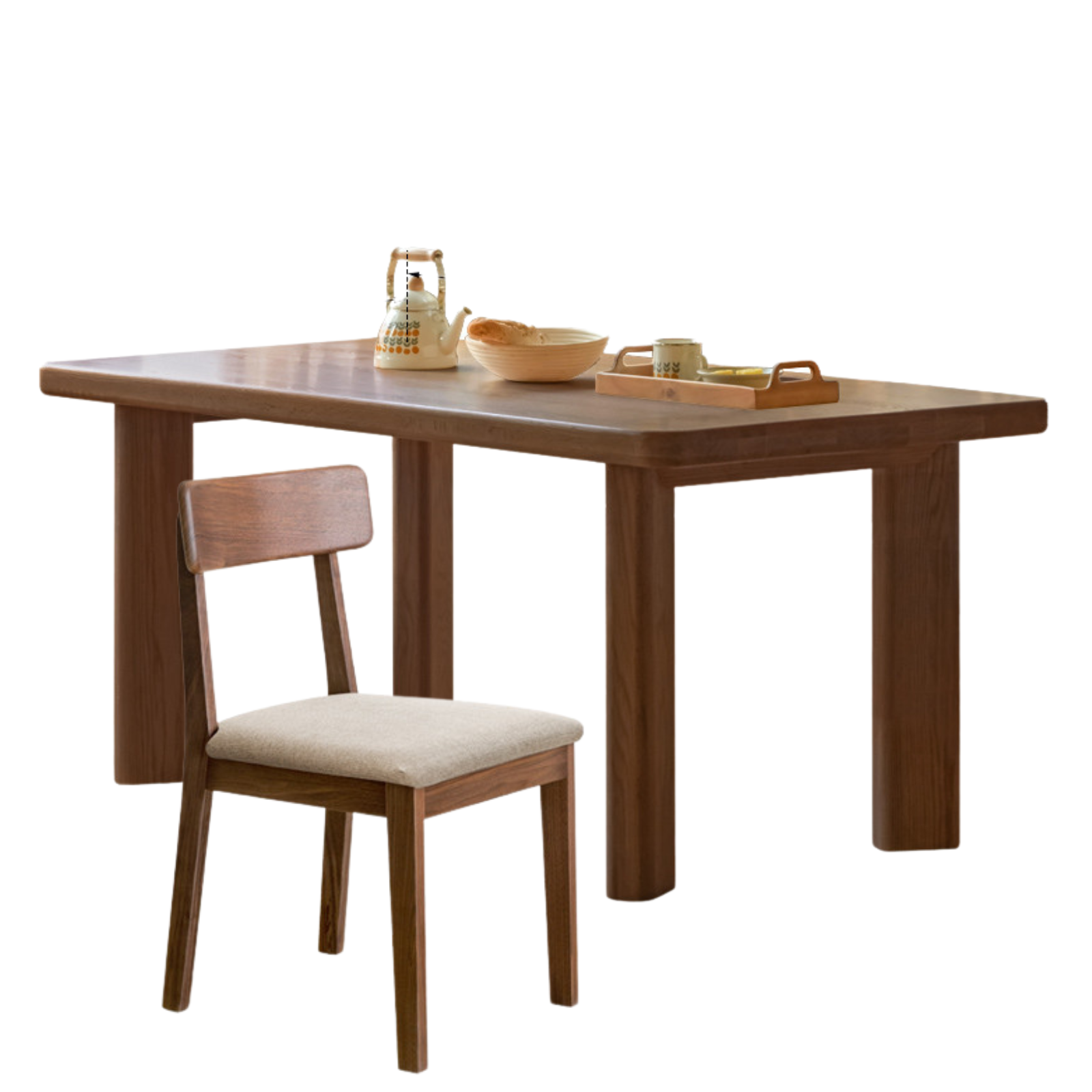 Solid Oak Wood Large Log Style Dining Table - Rustic Farmhouse Dining Room Furniture for Family Gatherings & Dinner Parties