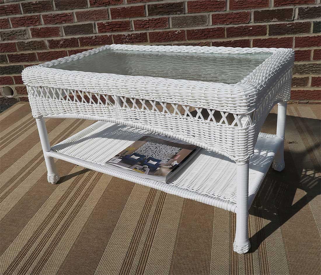 Modern White Rectangular Coffee Table with Tempered Glass Top - Stylish Living Room Furniture for Home Decor & Small Spaces