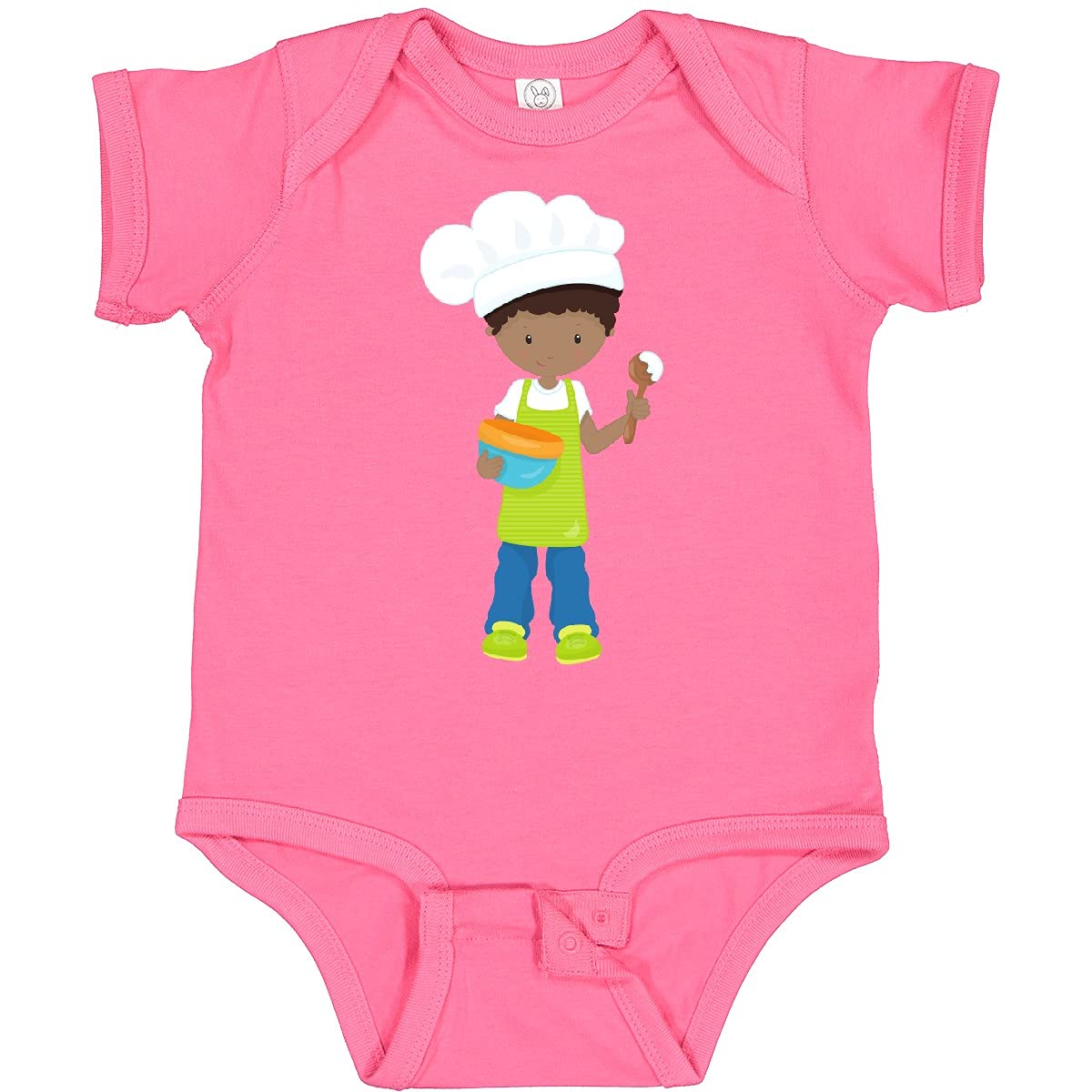 Inktastic African American Boy Baking Baker Bakery Apron Baby Bodysuit - Cute Infant Outfit for Cooking Enthusiasts & Family Baking Moments