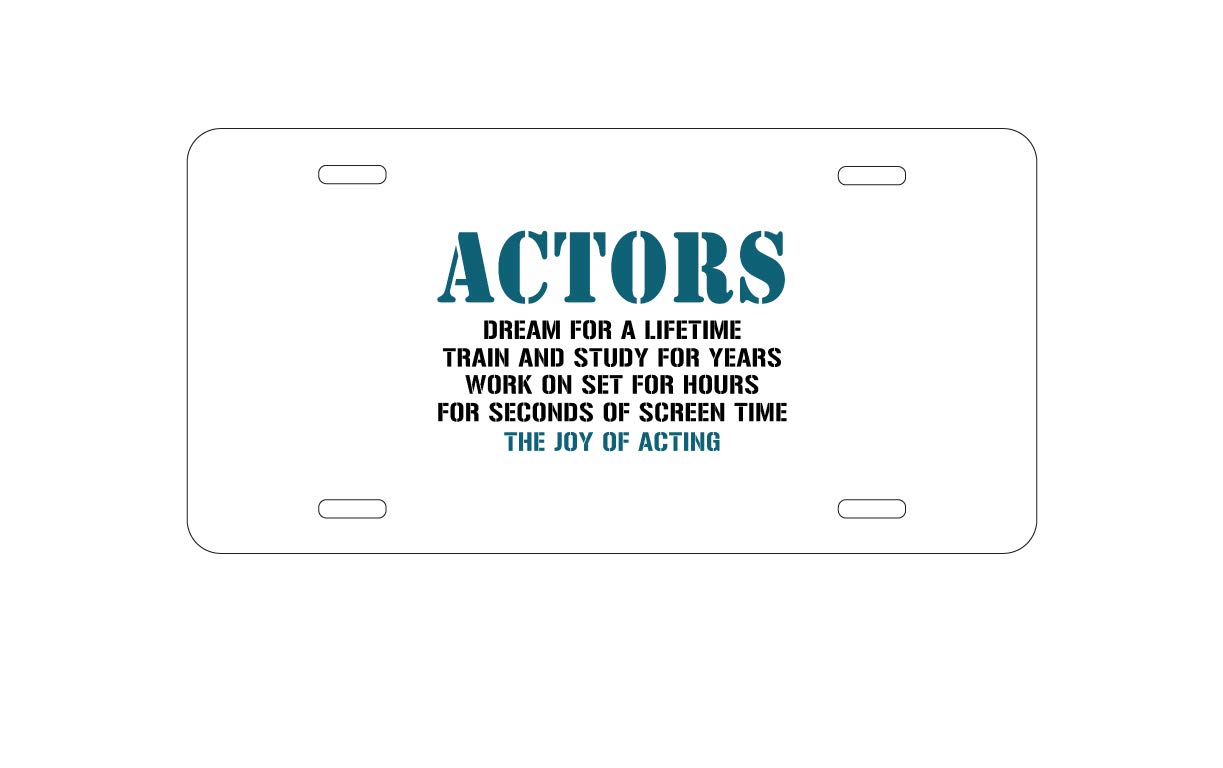 Custom Aluminum Vanity License Plate for Car Front - Personalized Metal Plate for Actors, Students, Work & Screen Time - Perfect for Hollywood Aspirants, Film Sets & Creative Office Decor