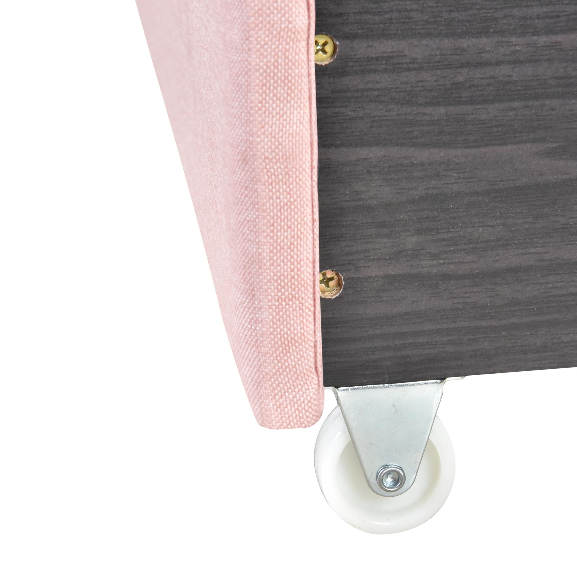 Merax Queen Size Linen Upholstered Platform Bed Frame with 2 Storage Drawers & Headboard - Pink Upholstered Bed for Teen Girls & Boys Bedroom | Modern Space-Saving Storage Solution for Small Rooms