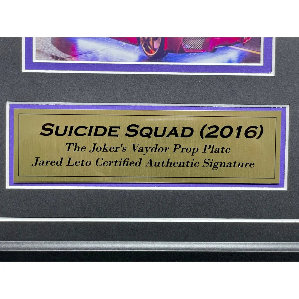 Jared Leto Autographed Suicide Squad Joker 11x14 Photo - Framed Collage with License Plate & JSA COA - Perfect for DC Fans, Movie Memorabilia Collectors & Home Theater Decor