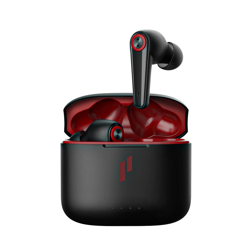 COWON Gala Hybrid Active Noise Cancelling Wireless Earbuds - Bluetooth 5.2 True Wireless Earbuds with Wireless Charging Case, IPX4 Waterproof, Built-in 3 Mics, One-Touch Mode Control for Gym, Running & Travel (Red Black)