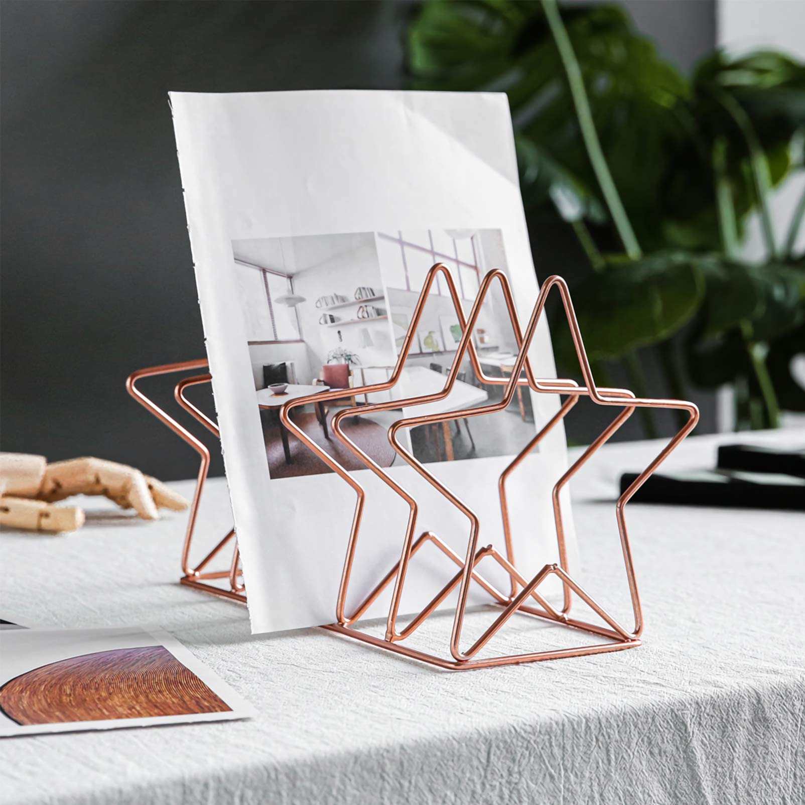 Metal File Folder Stand & Magazine Holder - Rose Gold Office Organizer for Documents, Newspapers, and Home Decoration | Perfect for Desk Organization and Living Room Storage