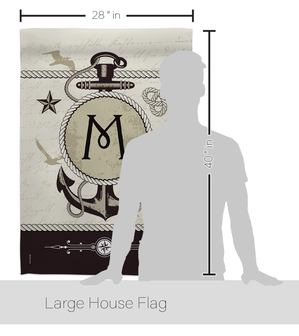 Coastal Nautical M Initial House Flag Set 28x40