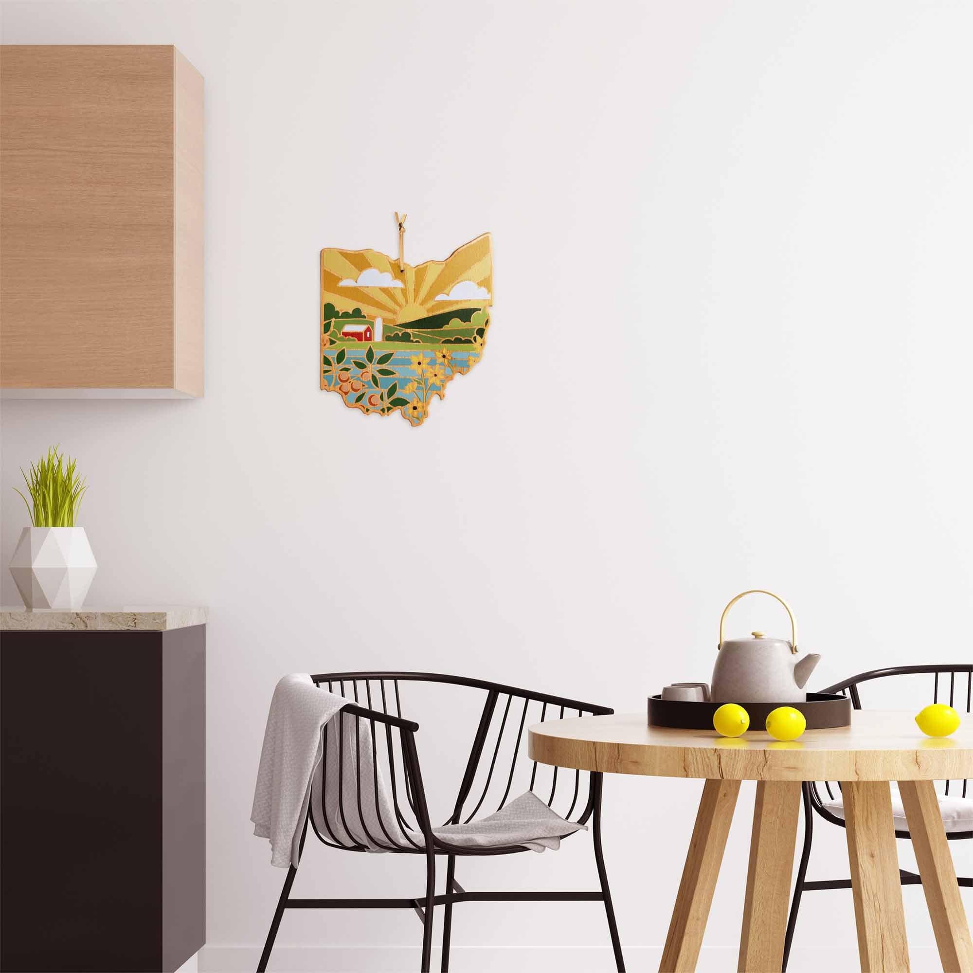 Handcrafted Ohio Wooden Cutting Board with Summer Stokes Artwork – Perfect for Kitchen Prep, Charcuterie Boards & Home Decor