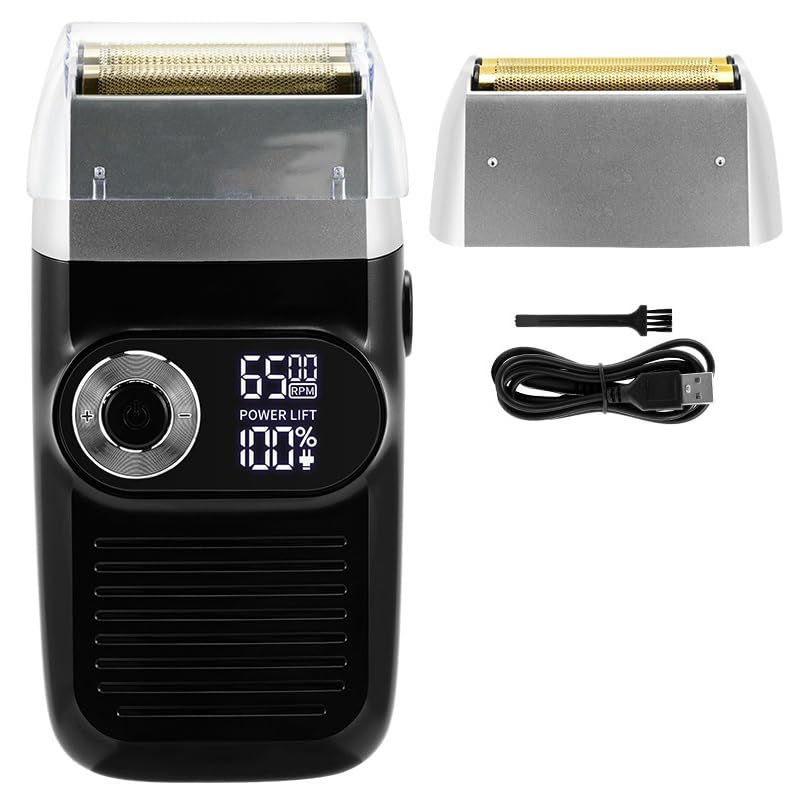 Professional Men's Electric Razor - Rotary Motor Shaver with Foil Head for Smooth Shaving & Hair Trimming, Black | Perfect for Travel, Home & Office Use