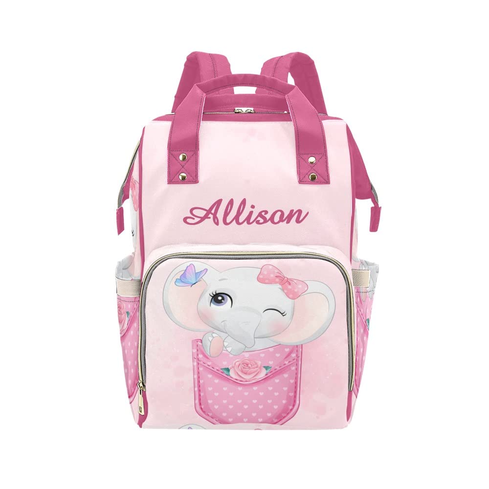 Personalized Elephant Diaper Backpack for Travel & Nursing - Baby Shoulder Bag