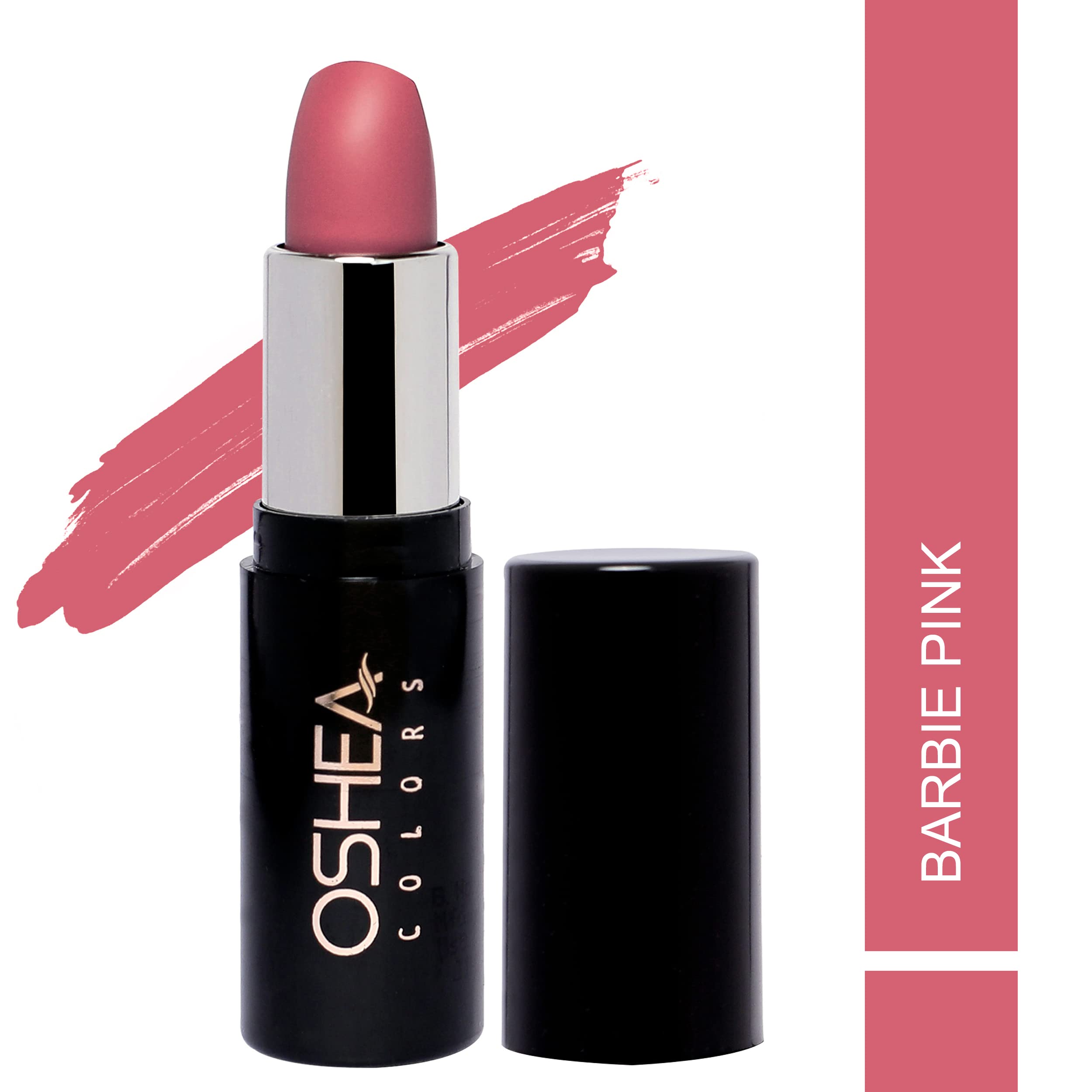 Oshea Colors Creamy Matte Lipstick - Long Lasting, Non-Drying Formula with Castor Oil & Shea Butter | Vegan, Paraben Free | Barbie Pink 07 (4.2g) | Perfect for Everyday Wear, Parties & Special Occasions