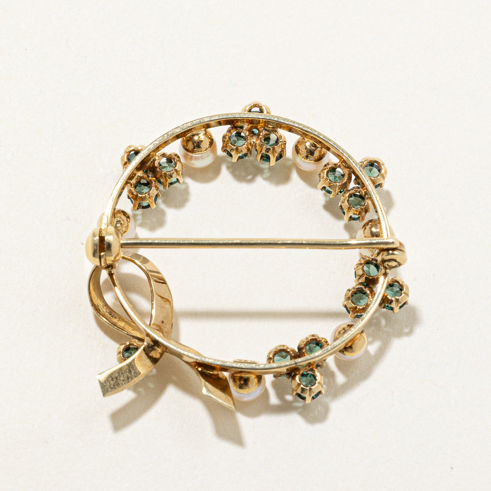 1.00ctw Synthetic Spinel & Cultured Pearl Wreath Brooch - 3.50mm Elegant Floral Pin for Women | Perfect for Weddings, Parties & Formal Occasions