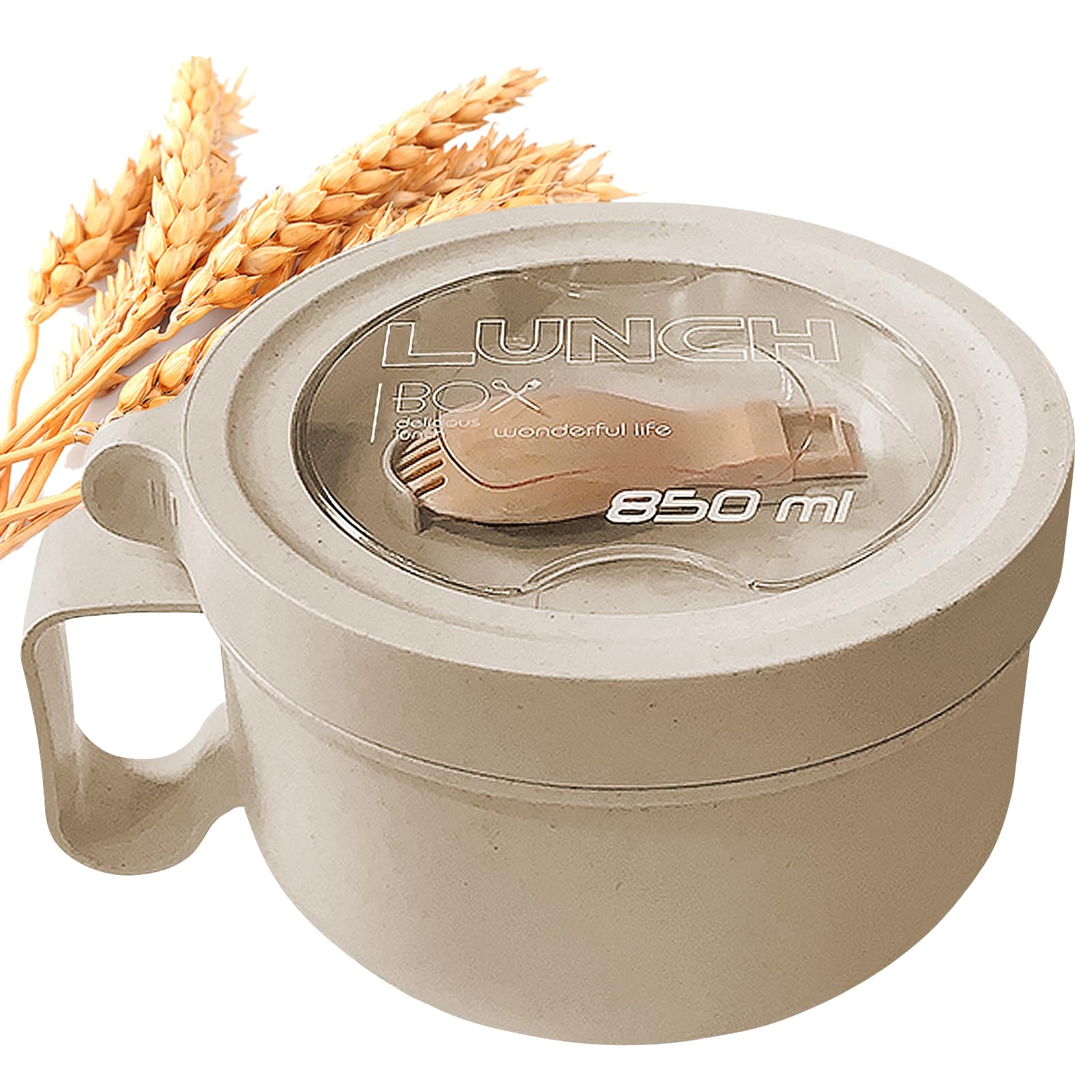Microwave Safe Soup Mugs with Lids - 28.7oz Large Microwave Ramen Bowl with Secure Lid - BPA-Free, Improved Easy-Grip Design for Hot Soup, Noodles, Rice & Cereal - Perfect for Office Lunch, College Dorm, Camping & Travel (Beige)