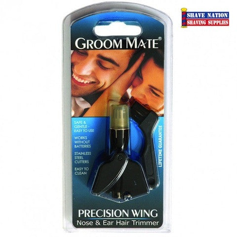 Groom Mate Precision Wing Nose & Ear Hair Trimmer - Professional Grooming Tool for Men's Facial Hair, Eyebrows & Ear Hair Removal at Home or Travel