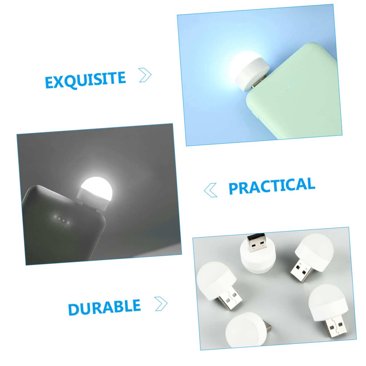 50 Pcs LED Night Lights - USB Powered Nightlight Bulbs for Home, Travel & Car - Portable Bedside Lamp, Nursery Light, Closet Lighting & Emergency Use
