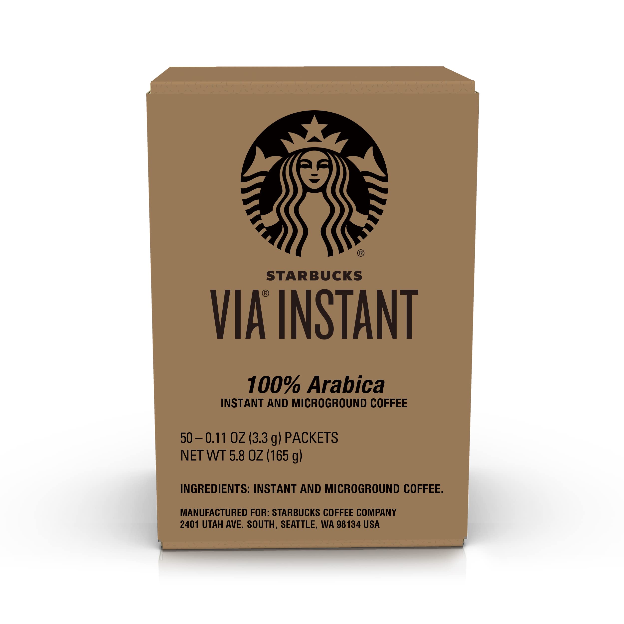 Starbucks VIA Instant Dark Roast Coffee - 100% Arabica French Roast (50 Single-Serve Packets) | Perfect for Office, Travel & Camping