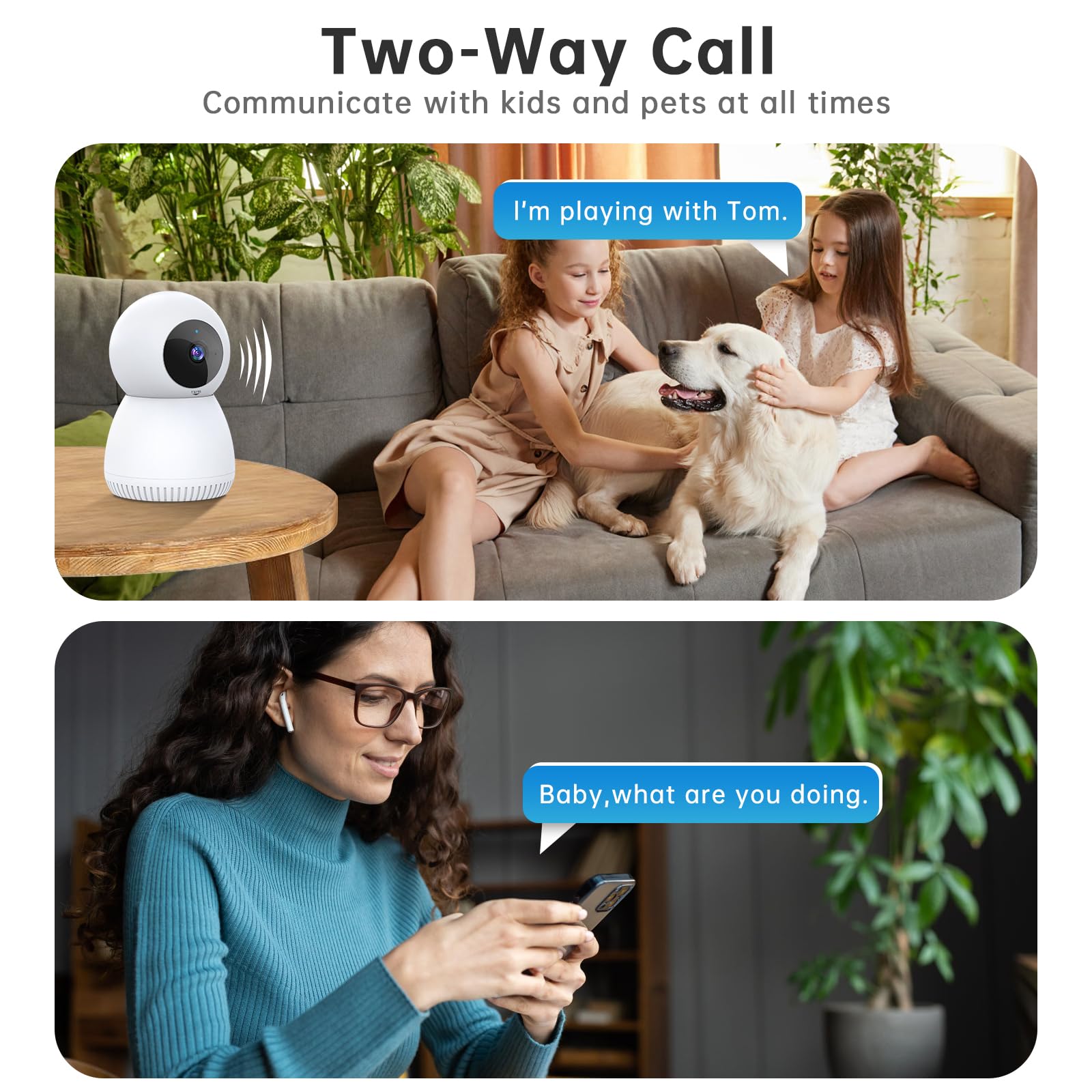 NoahTec 1080P Indoor Security Camera with Motion Detection, 2-Way Audio & Night Vision - Alexa Compatible Pet Camera & Baby Monitor for Home Security - Perfect for Nursery, Pet Room & Indoor Surveillance