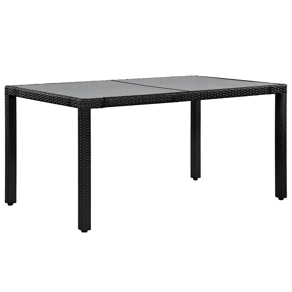 7-Piece Black Poly Rattan Outdoor Dining Set with Coffee Table & Cushions - Patio Furniture Conversation Set for Garden, Backyard, Poolside & Terrace Relaxation