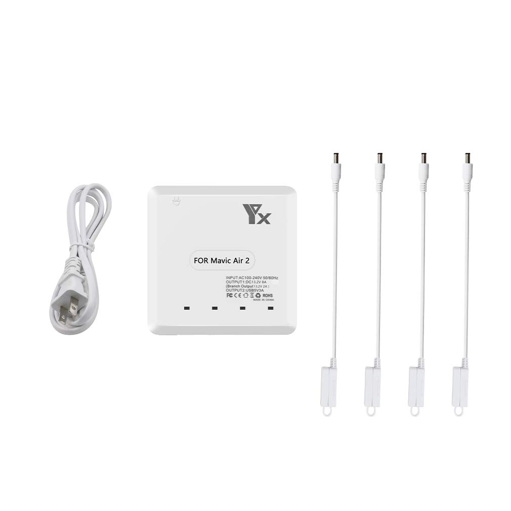 DJI Mavic Air 2 / Air 2S Intelligent Battery Charging Hub - 4-Port Fast Charger for Multiple Batteries - Perfect for Aerial Photography and Travel Drones