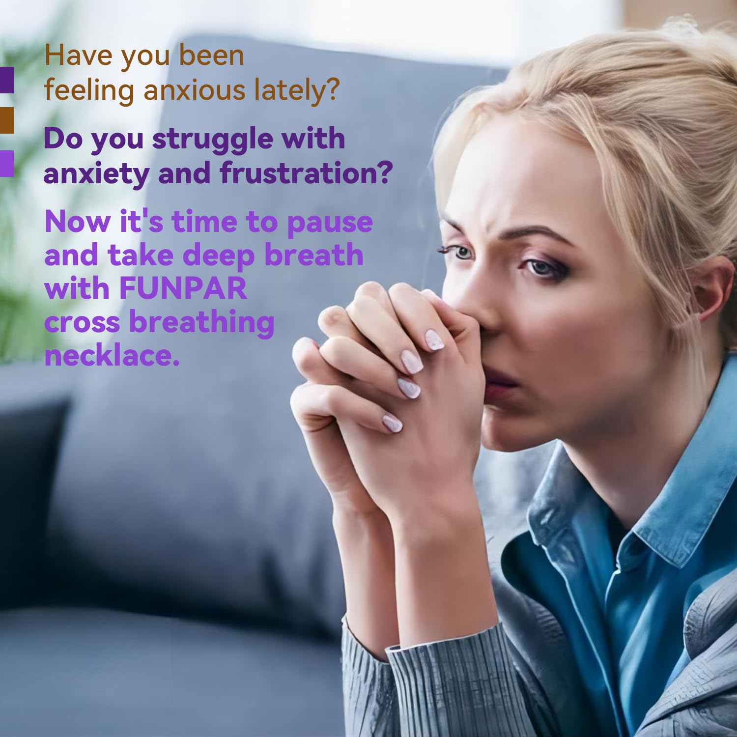 Breathlink Quit Smoking Necklace - Stainless Steel Anxiety Relief Gift for Mindfulness & Meditation