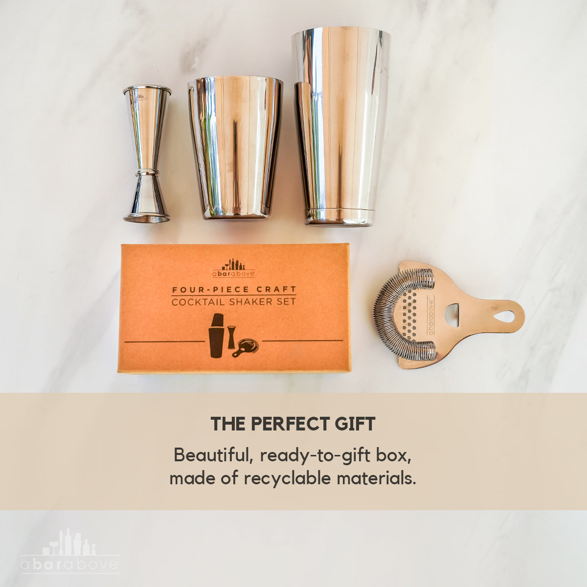 Premium Stainless Steel Cocktail Shaker Set (4-Piece) - Bar Tools for Mixing Martinis, Margaritas & Cocktails at Home or Professional Bars