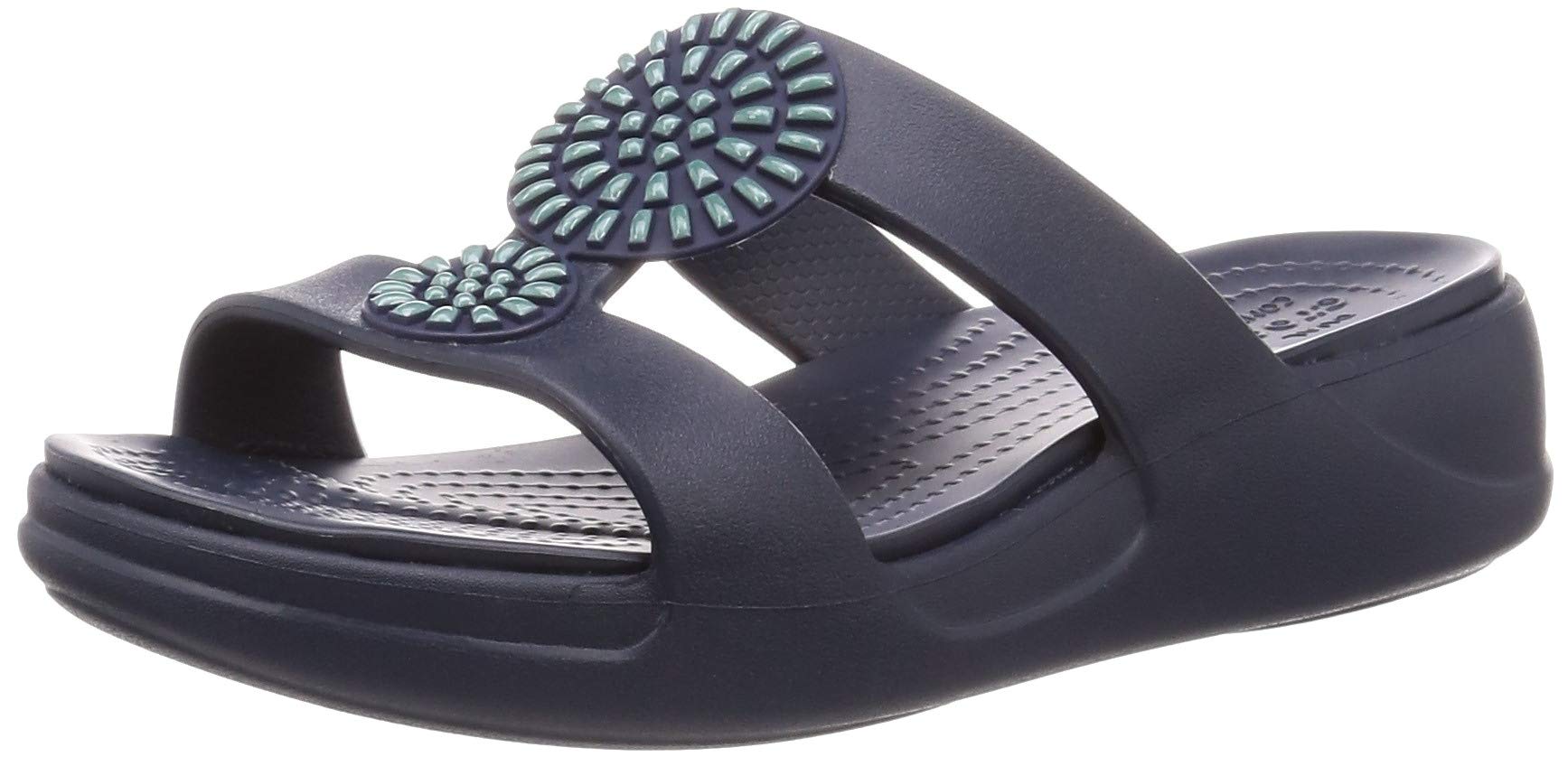 Crocs Monterey Diamante Slip-On Wedge Sandals for Women - Comfortable & Stylish Summer Shoes with Rhinestone Accents | Perfect for Beach, Pool, and Casual Outings