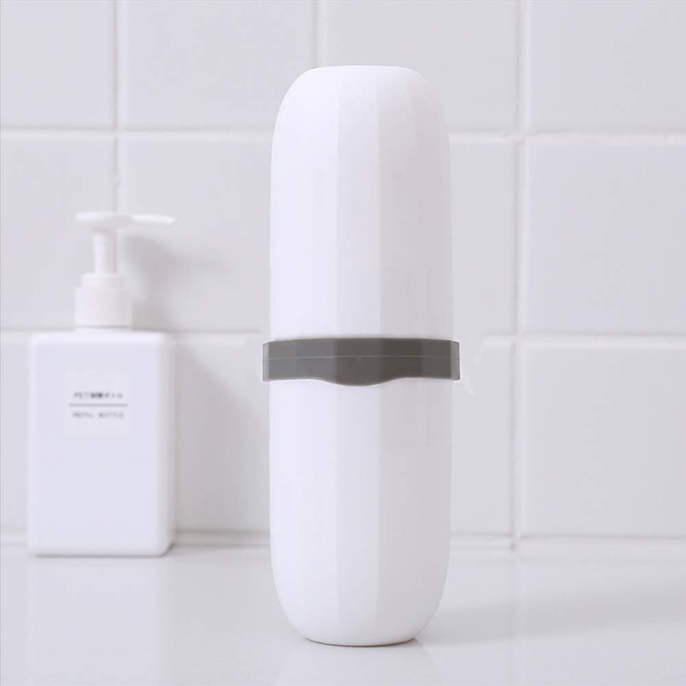 Portable 3-in-1 Travel Toothbrush Case with Toothpaste Holder - Hard Plastic Toothbrush Storage Container for Travel, Business, Home, Camping & School Supplies (White) | Compact Hygiene Solution for On-the-Go Lifestyle