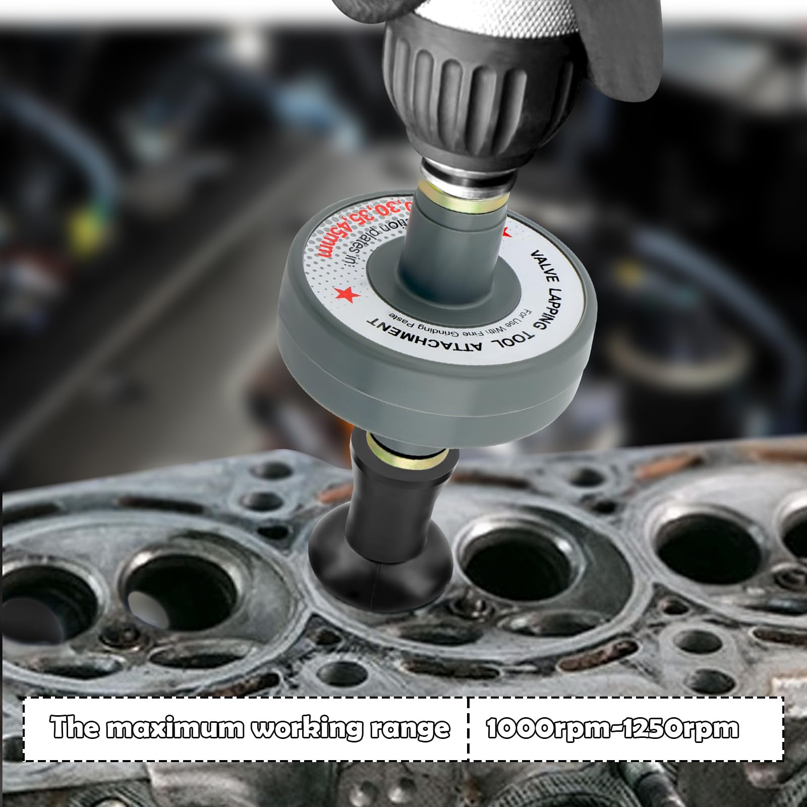 Premium Valve Lapping Tool Kit with 5 Suction Cup Adapters - 1000-1250 RPM Valve Grinding & Maintenance Tool for Automotive, Motorcycle & Small Engine Repair - Perfect for DIY Mechanics & Professional Use