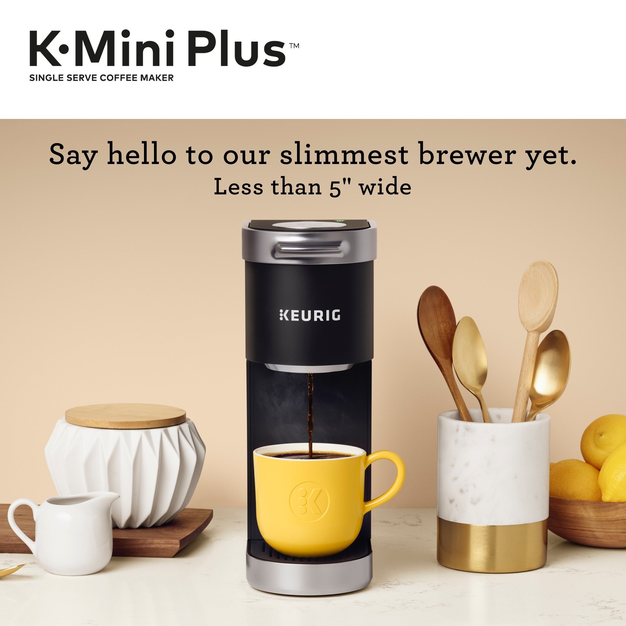Keurig K-Mini Plus Single Serve Coffee Maker with 32 Green Mountain Breakfast Blend Coffee Pods - Compact & Fast Brewing for Home, Office, and Dorm Use