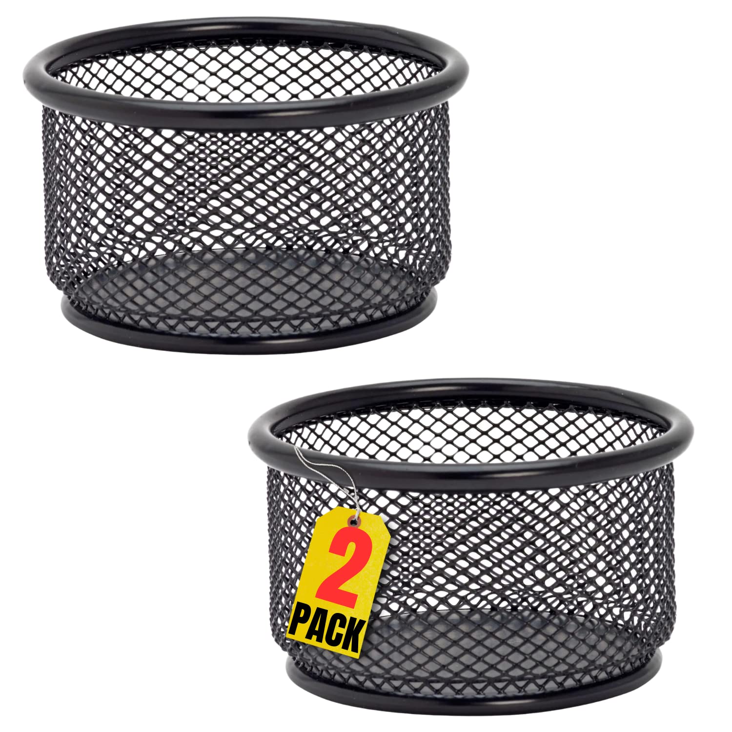 1InTheOffice Mesh Paper Clip Holder (2 Pack) - Desk Organizer for Office Supplies, Paperclips & Stationery | Perfect for Home Office, School & Workspace Organization