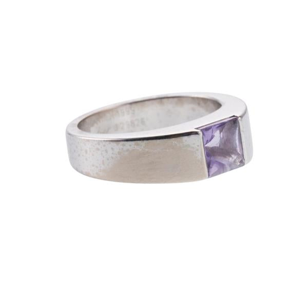 Cartier 0.80 Carat Amethyst Ring in 18K White Gold - Elegant Purple Gemstone Jewelry for Women, Perfect for Engagement, Anniversary & Special Occasions